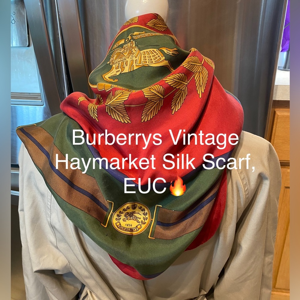 BURBERRYS 💯% SILK Haymarket Vintage Scarf🐴XL-34”x34”🔥Made in Italy🔥RARE ITEM
